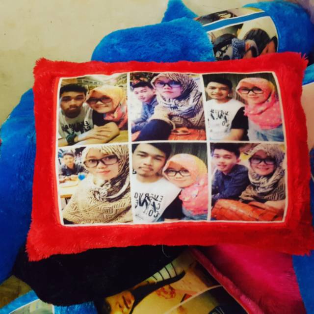 Bantal Foto Custom Depan Belakang 40x60 CM Bulu Halus