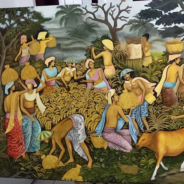 Lukisan Kanvas Pasar Tradisional Bali Pada Masa Lalu