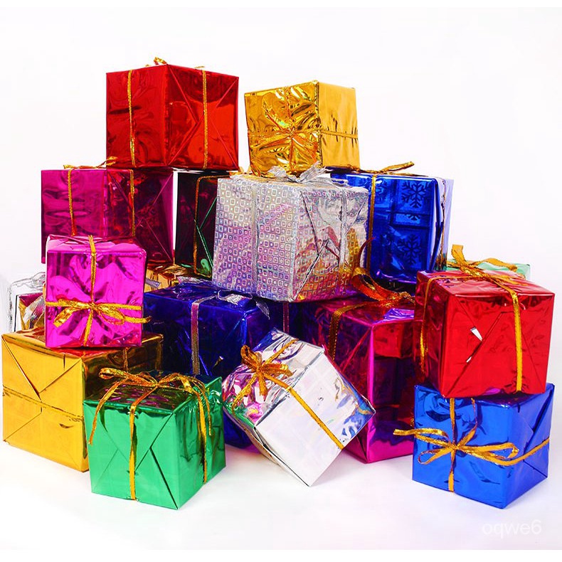 Hot Sale/12Pcs/Bag Liontin Dekorasi Pohon Xmas/Laser Square Small Gift Bag/Tas Kemasan Hadiah Natal/Merry Christmas Wedding Home Decor Accessories