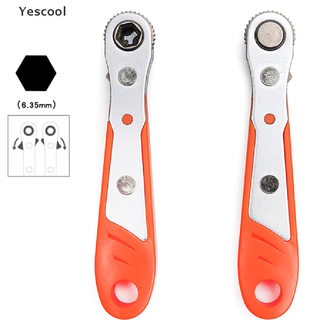 Yescool 1pc Obeng Ratchet Mini portable Adjustable 1 / 4 &quot;Hex Drive Bits