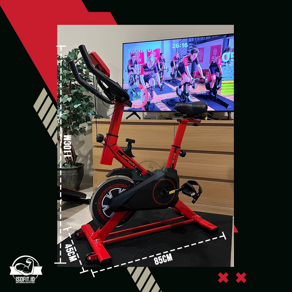 Isofit.id Sepeda Statis Alat Fitness Rumah / Indoor Spinning Exercise Bike Q7