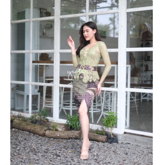 Set Kebaya Semi Italy Special Sage Green | Kebaya Kondangan Wisuda