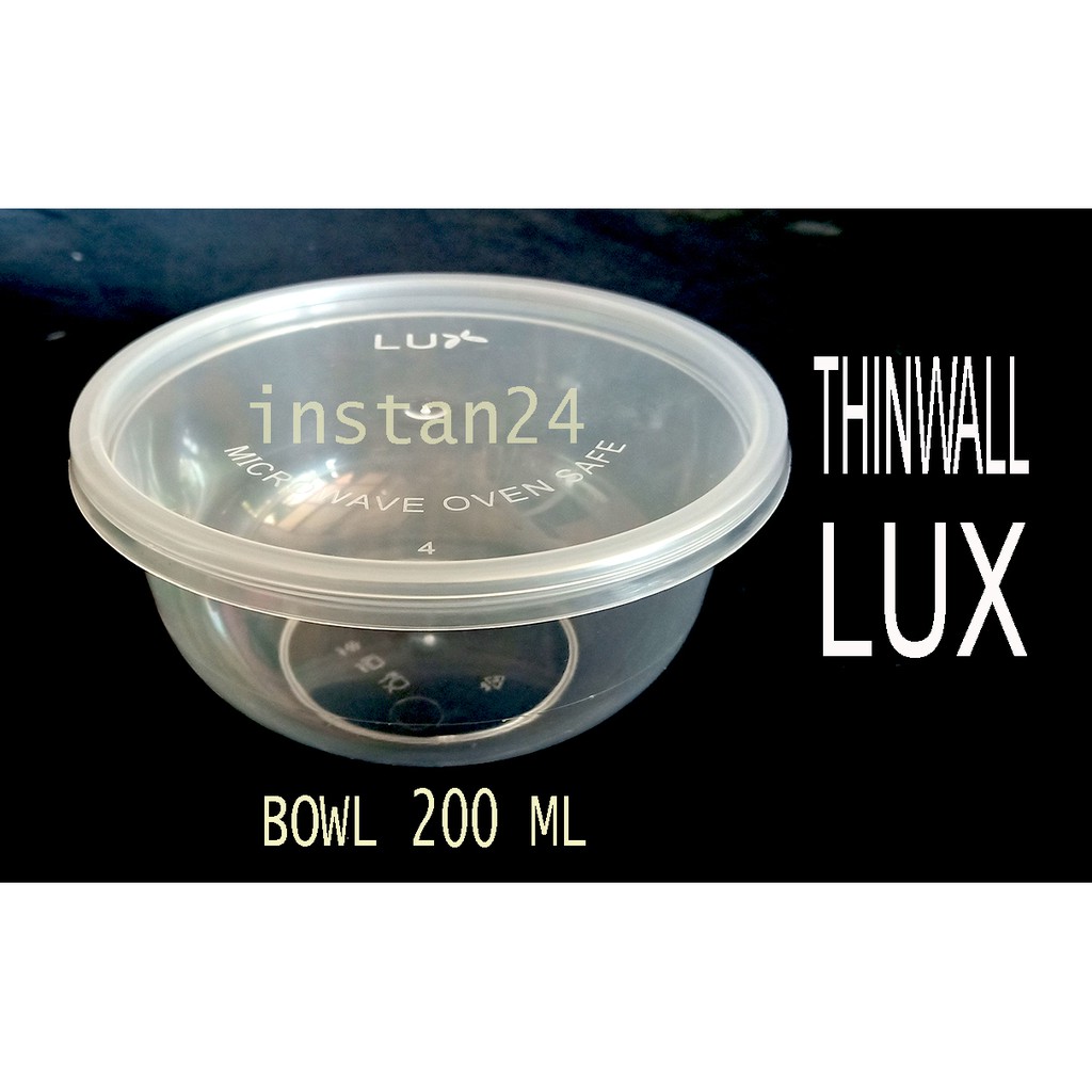 Thinwall / plastik food container Bowl merk LUX 200 ml isi 25 pcs