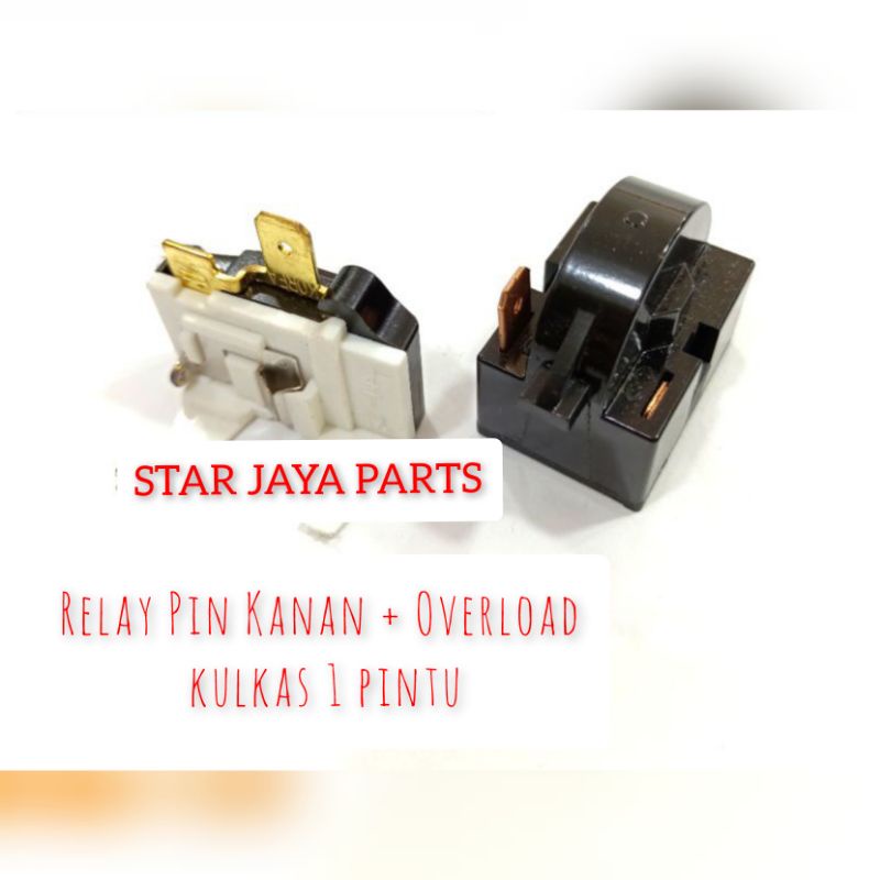 1 Set Relay pin 1 kanan + Overload 1/8hp kulkas 1 pintu