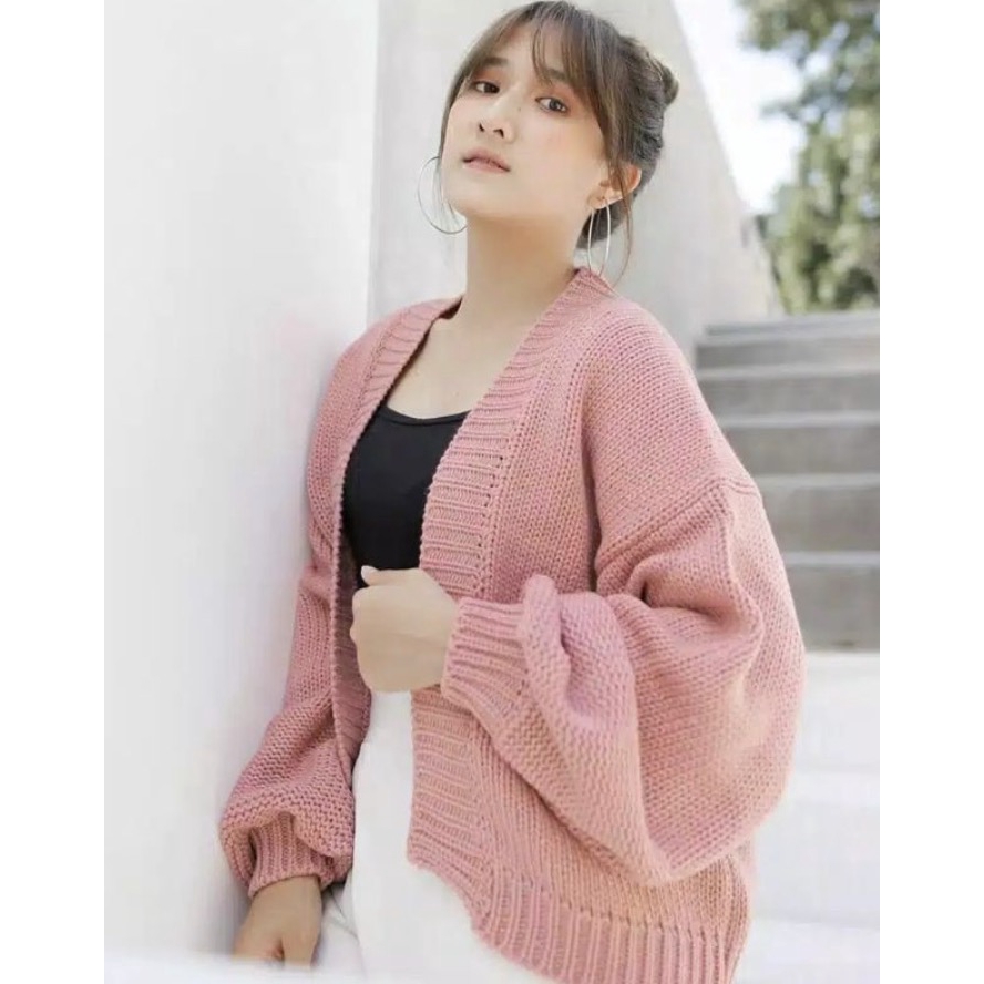 [COD] Fluffy Bubble Cardigan Rajut Ala Korea Clarisa