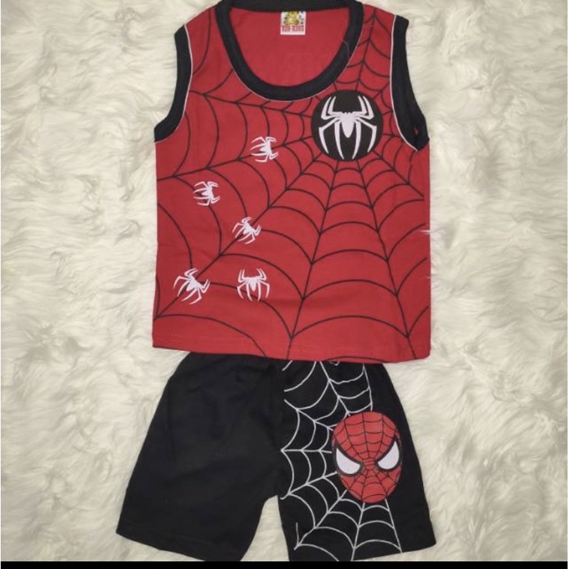 SETELAN SINGLET/TANGAN ANAK KARAKTER SPIDER.MAN/KARAKTER SUPERHERO LABA LABA ALL SIZE 6-12 BULAN