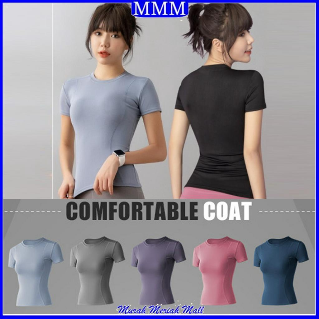 MMM Baju Olahraga Lengan Pendek Wanita 6762 Kaos Sport Senam T-shirt Baju Wanita Lengan Pendek Gym Yoga Wanita Murah Import