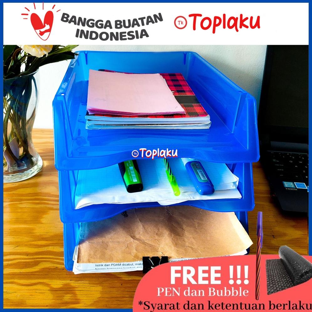 TOPLA RAK KERTAS DOKUMEN F4 3 SUSUN MEJA PAPER TRAY DOCUMENT LETTER ORGANIZER TEMPAT FILE RAK FILE S