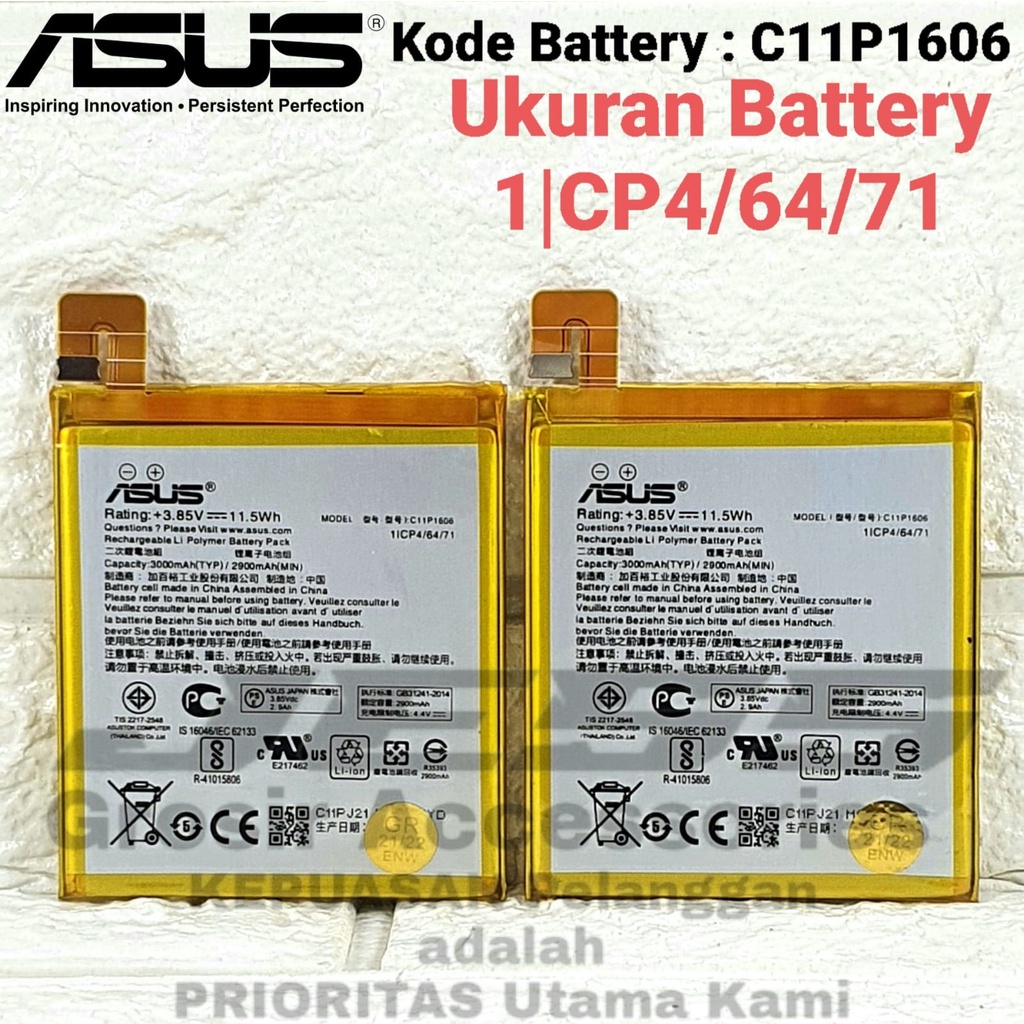 Baterai ASUS Zenfone 3 Laser 5.5&quot; - ZC551KL - Z01BDB - Z01BDC - Z01BDA KD-103497 Battery Original C11P1606