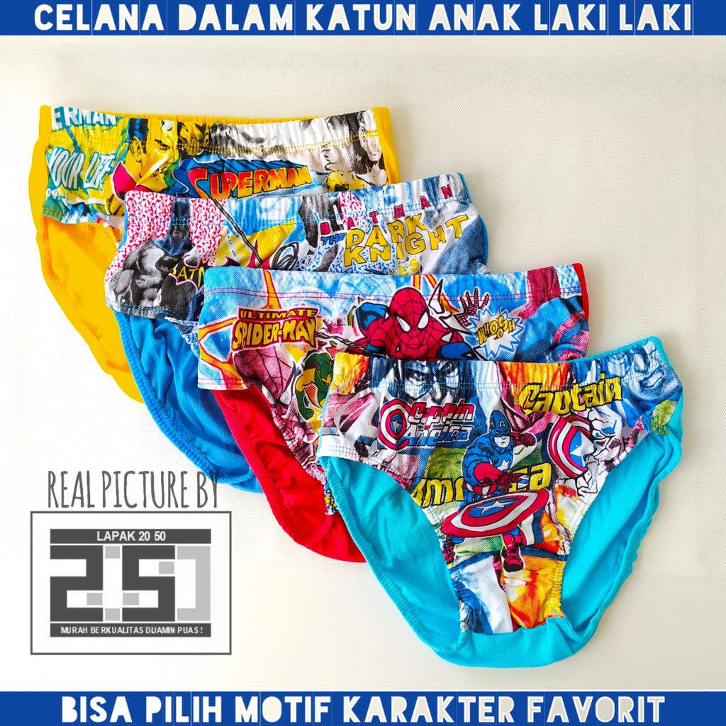 CELANA DALAM ANAK LAKI LAKI  TERMURAH 2-10 TAHUN BISA PILIH MOTIF KARAKTER KATUN SEJUK 2 3 10 12 T