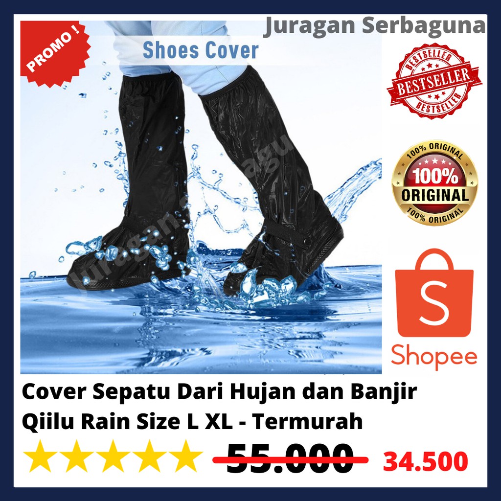 Cover Sepatu Dari Hujan dan Banjir Qiilu Rain Size L XL - Termurah