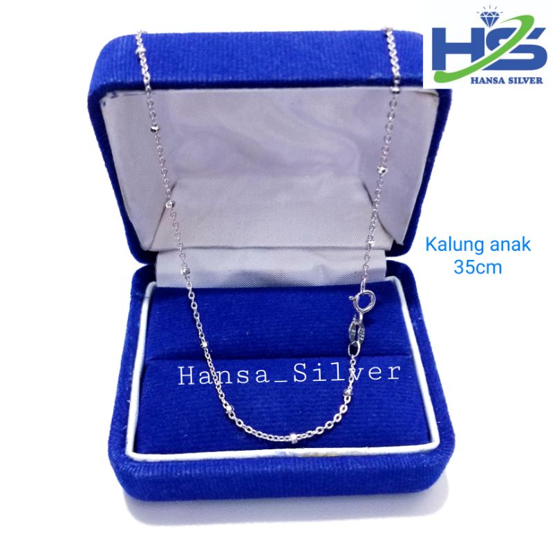 Kalung Perak Anak Silver Asli 925 Lapis Emas Putih Model Rantai Jedar 35 Cm - Perak Asli 925 Anti Karat