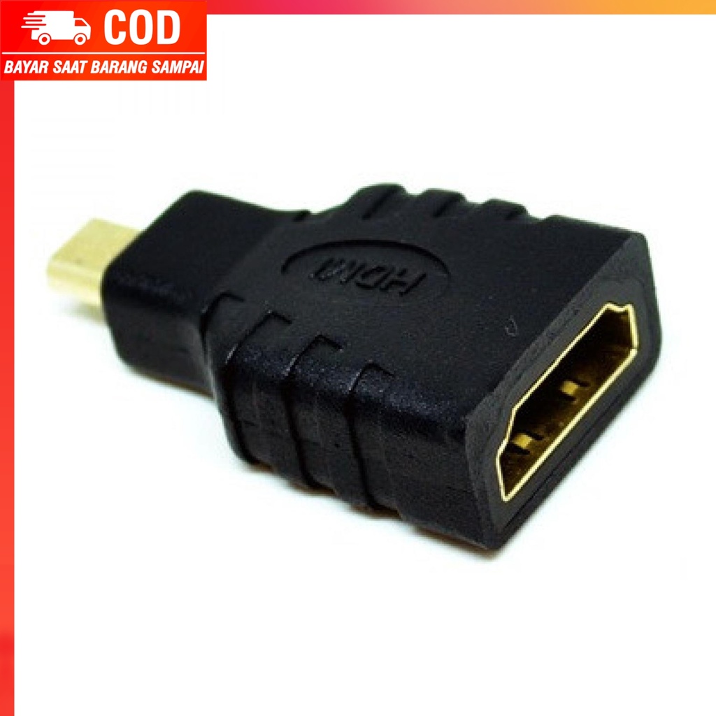 (100% BARANG ORI) Konverter Micro HDMI Male to HDMI Female Adapter Gold Plated