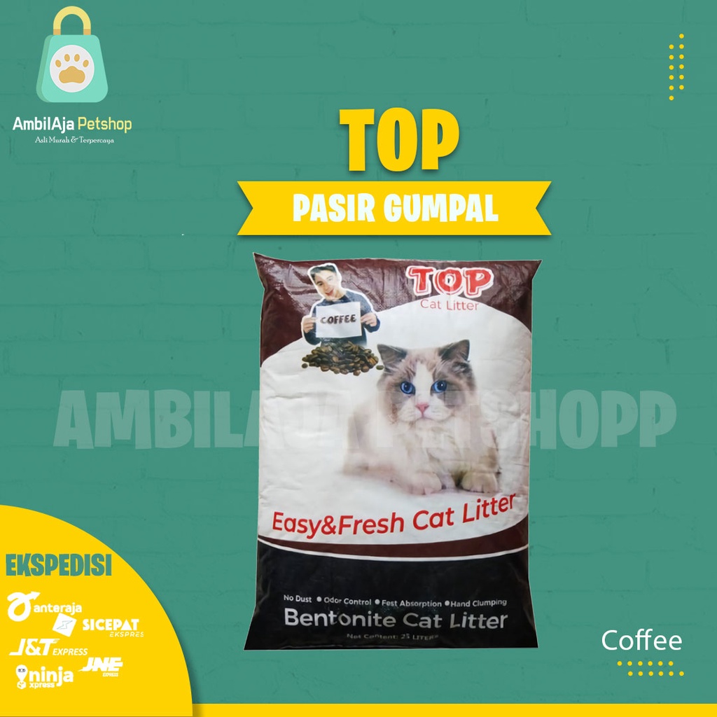 Pasir Kucing TOP 25 L Gumpal Wangi All Varian (EKSPEDISI)