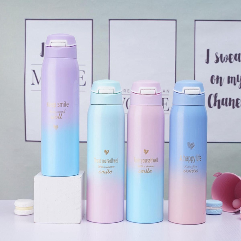 [Elegan] Termos Cangkir Warna Warni 480ml Gradient Color Stainless Steel Mug Insulated Water Bottle