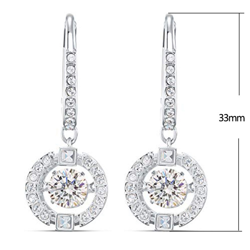 Fashion Women Dangle Earrings With AAA Round Cubic Zirconia Aesthetic Drop Earring For Party Wedding &amp;Amp; Engagement Jewelry