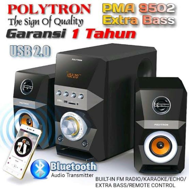 SPEAKER POLYTRON PMA 9502 / PMA9502 [BLUETOOTH / AUX / USB / KARAOKE ]