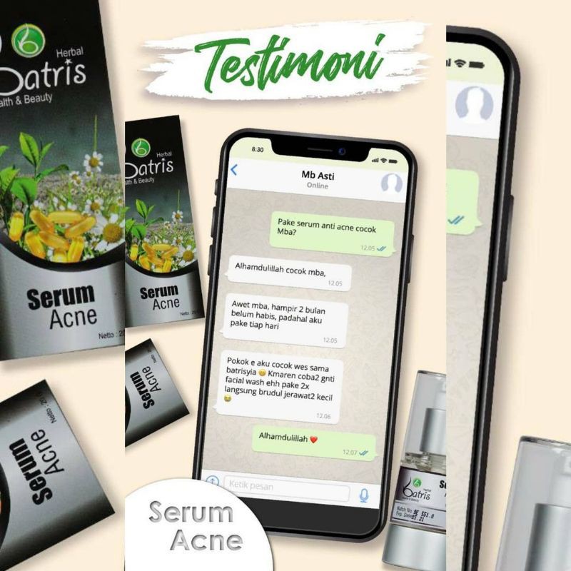 SERUM ACNE BATRISYIA/SERUM UNTUK JERAWAT DAN BEKAS JERAWAT/SERUM UNTUK BOPENG/ PENGHILANG BOPENG/ Batrisyia serum acne