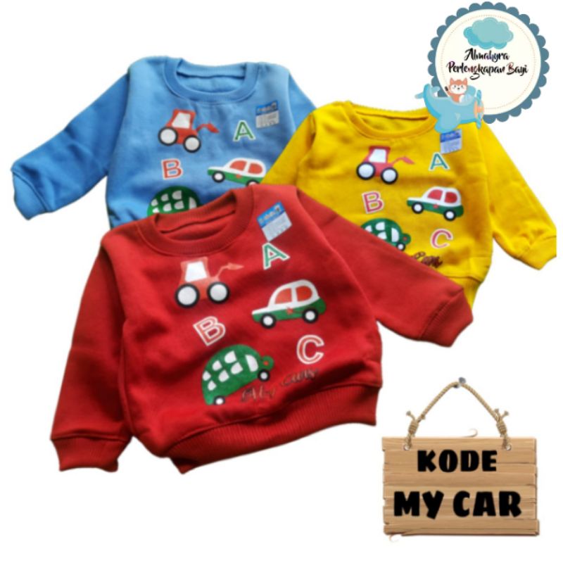 Sweater bayi murah motif car / Baju hangat bayi / Atasan bayi murah / Baju bayi murah