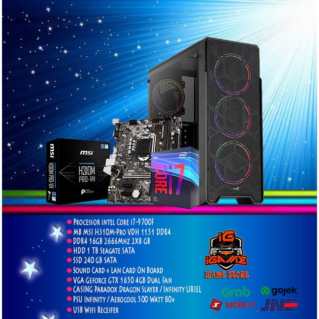 READY PC Gaming Core i7 9700F/GTX 1650/RAM 16GB/SSD Gaming &amp; Editing MANTULLL OKE