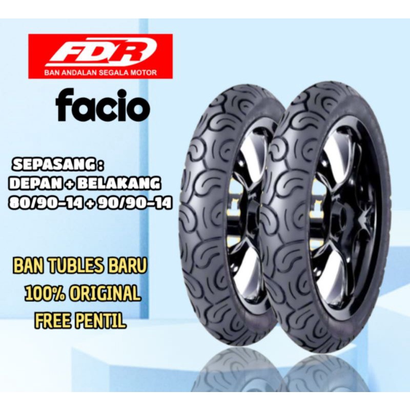 PAKET BAN TUBLES MATIC FDR FACIO 80/90 + 90/90 RING 14 GRATIS PENTIL BAN BARU 100% ORIGINAL