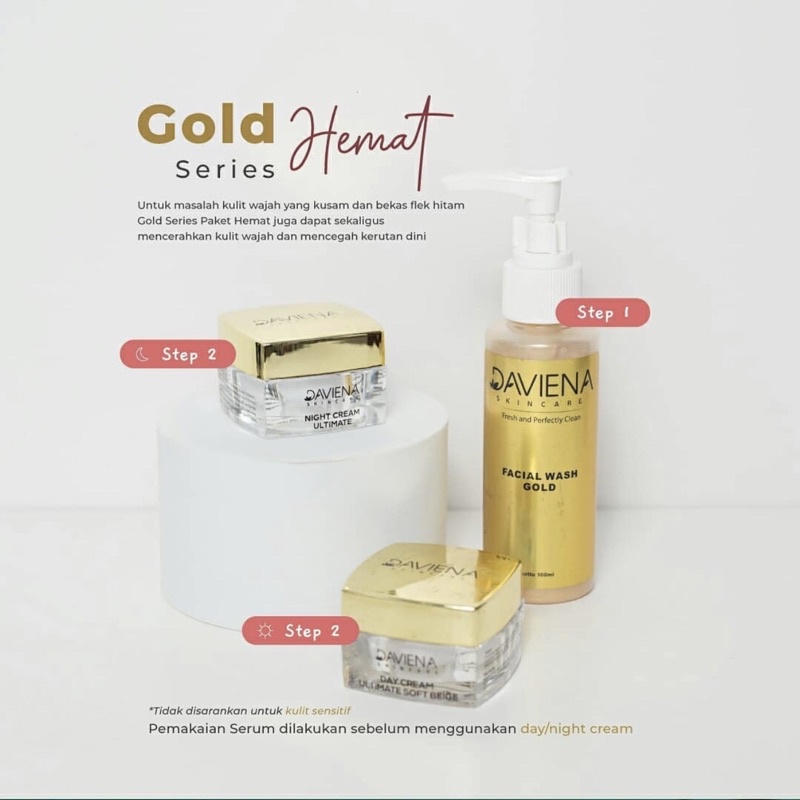 PAKET HEMAT GOLD GLOWING SERIES (DARKSPOT) DAVIENA SKINCARE JAKARTA davienaskincarejakarta