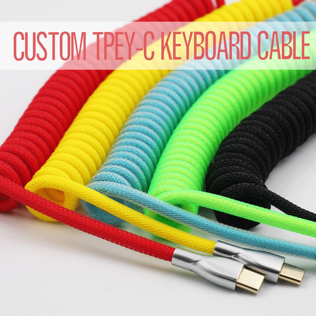 Coiled Cable wire Mechanical Keyboard  USB cable Type-c USB port for GK61 RK61 keyboard kit DIY