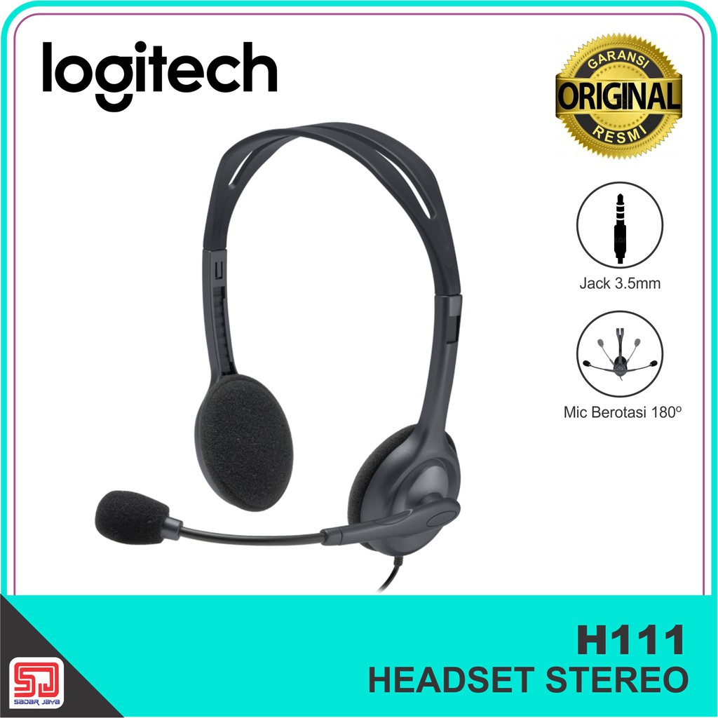 Logitech H111 Headset Stereo 3.5 mm Mic Flexible Handset Headphone