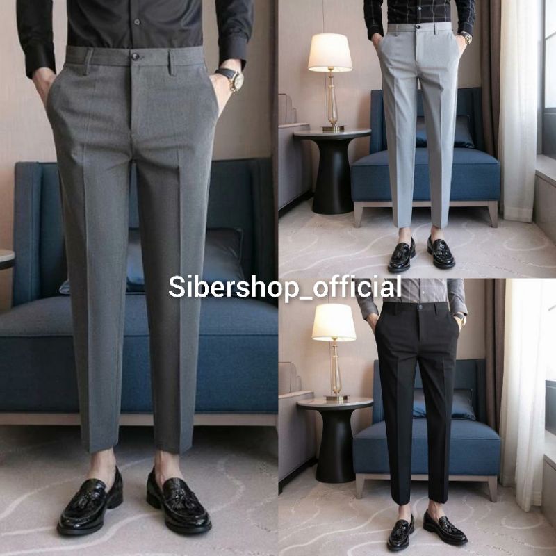 Celana Bahan Kantor Formal Kerja Panjang Pria Bahan Dasar Premium Size 27-38 Bisa COD