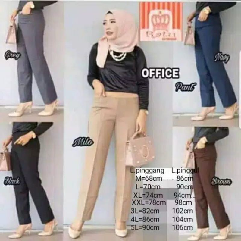 Celana kantor pinggang karet ada jumbo (HIGHWAIST)