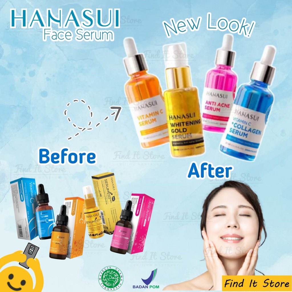 Hanasui Serum Series | Gold Whitening | Vitamin C | Anti Acne | Power Serum | Collagen Anti Acne X Beino Rejuvenate | BPOM