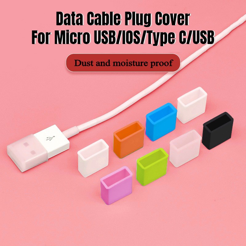 3 Pcs Cover Pelindung Kabel Data Micro USB / IOS / Tipe C / USB Bahan Silikon Tahan Debu