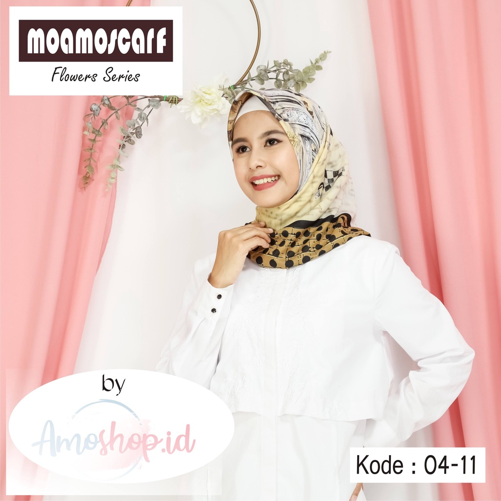 Hijab Motif Segi Empat Kerudung Voal Premium Murah Lasercut Scarf Flower Series