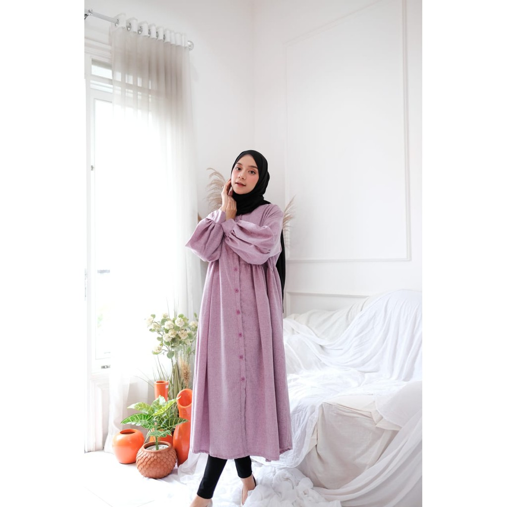 ALFAZZA / Nadira tunic/ ATASAN WANITA LILAC /FASHION MUSLIM / BUSUI / Cotton madinah PREMIUM/BIGSIZE