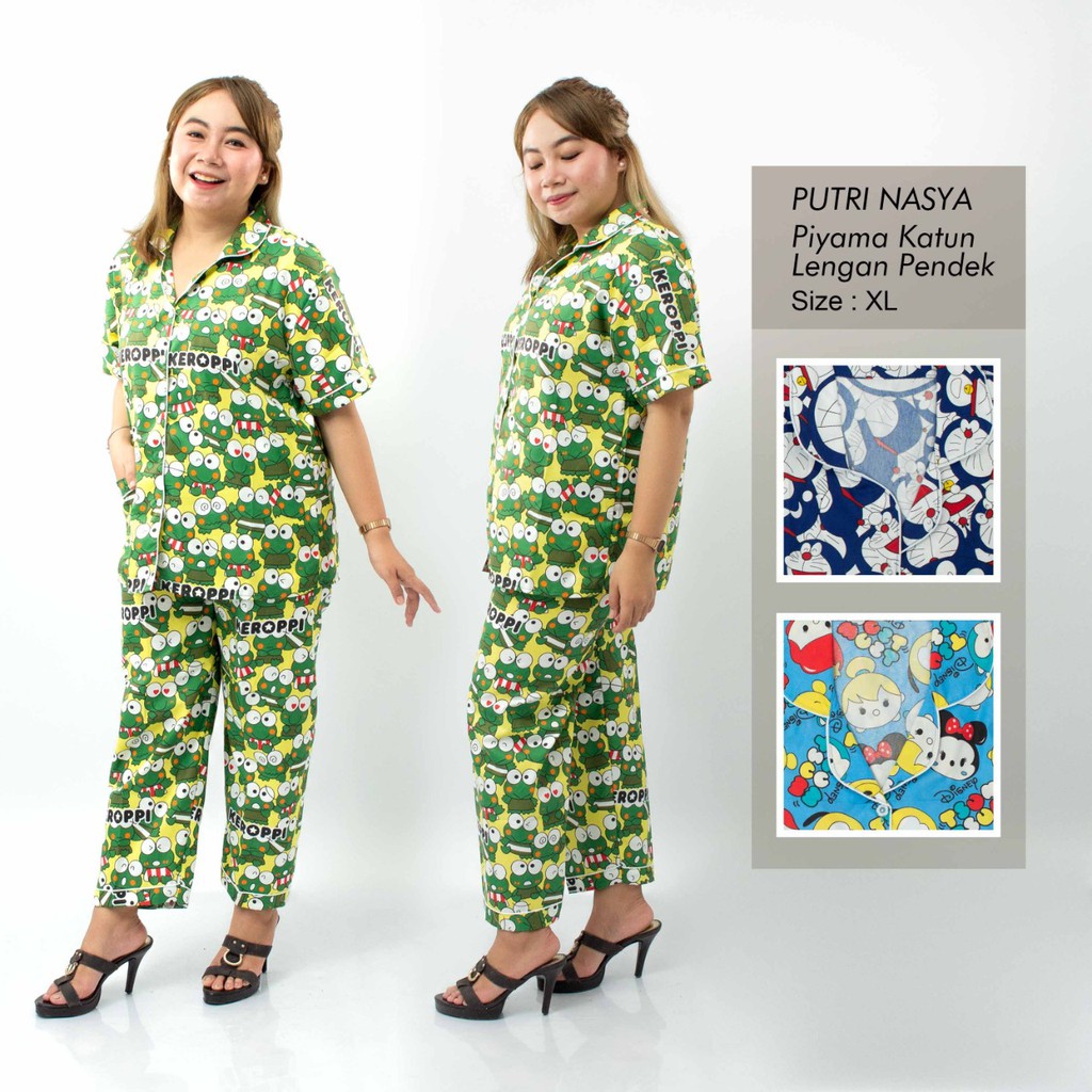 Piyama Jumbo 2L, XL, S to L wanita bahan katun mikro / baju tidur/ Piyama Panjang / Piyama Pendek