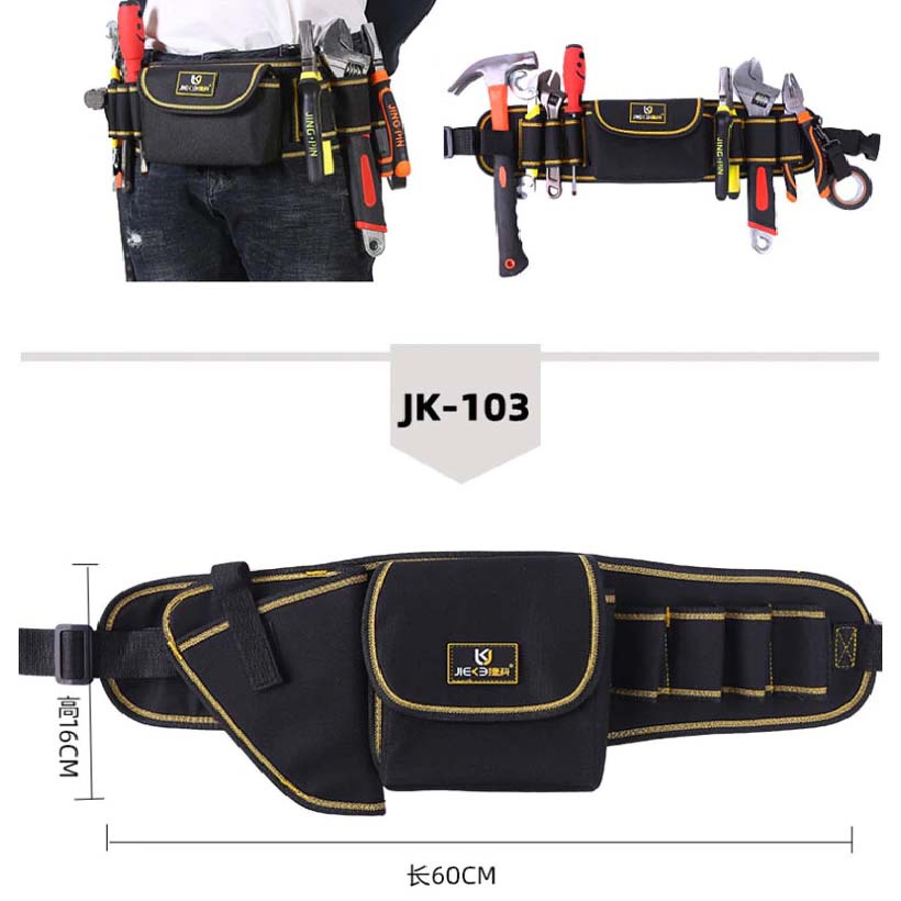 Electrician Tool Bag Tas Pinggang Perkakas Tas Menyimpan Alat Alat Bengkel Dan Bangunan Proyek Tas Pinggang Perkakas Serbaguna Waist Pocket Tool tas pinggang tukang bangunan tas kuli pekerja bangunan teknisi insinyur bahan kanvas kuat strong