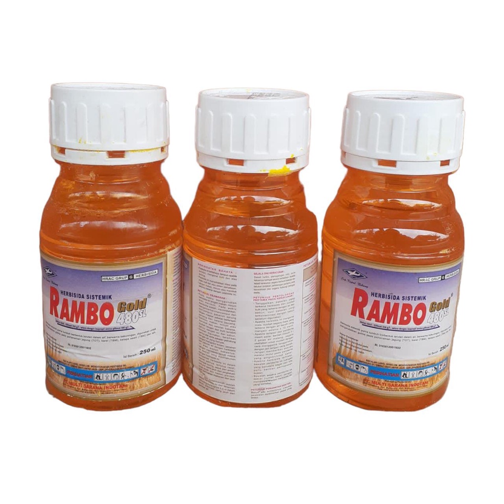 RAMBO GOLD 250 ml Herbisida Pembasmi Rumput sampai akar Dosis Tinggi Cap Kapal Terbang