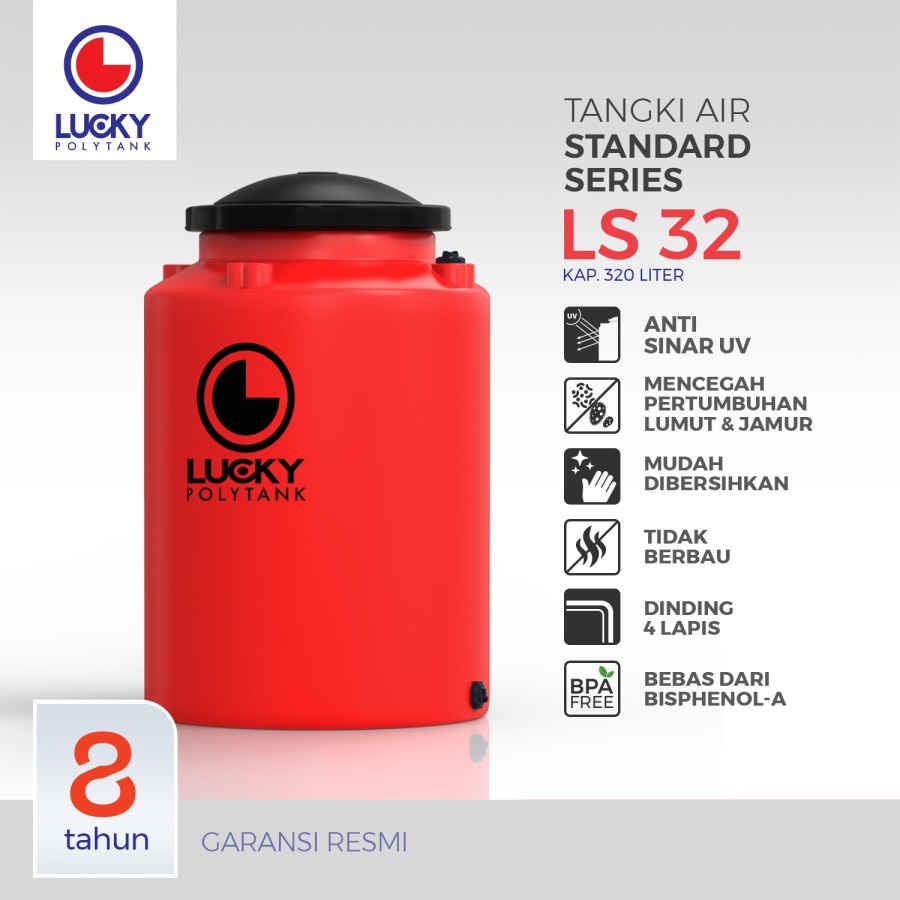 Tangki Air LUCKY Standard Ukuran 310 - 1100 Liter | Toren Air | Tandon Air | Lucky Polytank