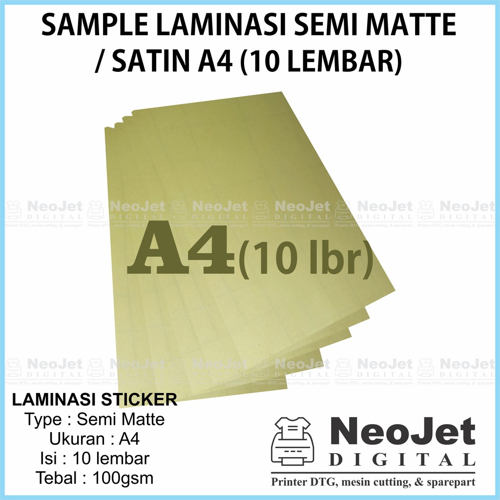 

Sample Laminasi Dingin Semi Matte Mate Satin Vinyl A4 Sampel