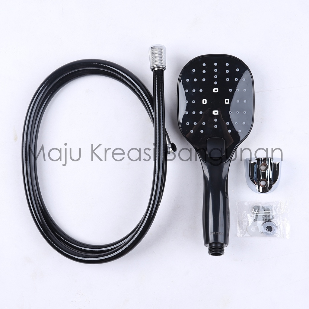 Hand Shower SOLIGEN A302 PVC ABS Chrome Hitam Putih Kamar Mandi Tipe A 302 Kepala Toilet Selang Fleksibel Flexible