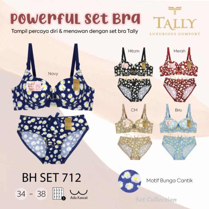 BRA SET TALLY BUSA TIPIS MOTIF BUNGA POLKADOT 712 1136 - BUNGALILY