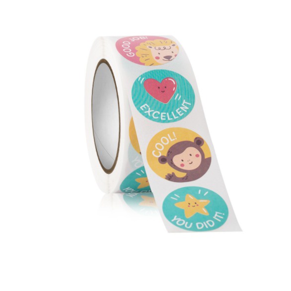 

(Isi 500) Stiker Sticker Setiker Roll Great Work Good Job Awesome Cool Excellent You Can Do It You Did It Super Beautiful Nice Amazing Wow A+