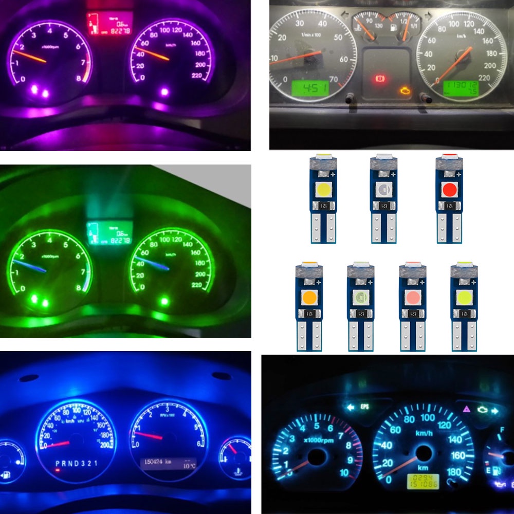 T5 Bohlam Led W3W W1.2W 12V Led Canbus Dashboard Mobil Indikator Penghangat Wedge Lampu Instrumen Dalam Cahaya Terang