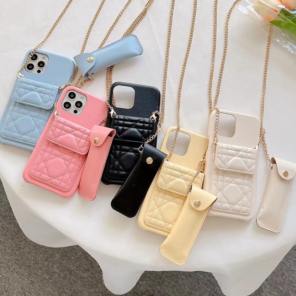 Case Tali selempang panjang Warna pastel lipstick pouch for Iphone 11 Pro Max 12 Pro Max 13 Pro Max FH90