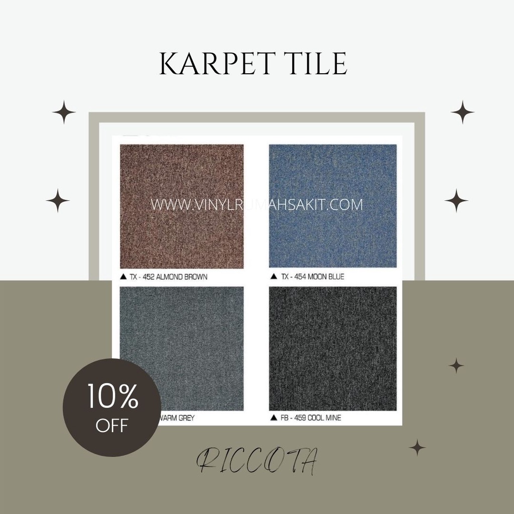 Karpet Tile RICCOTA Motif Tebal 5mm - Karpet Tile Kantor Murah