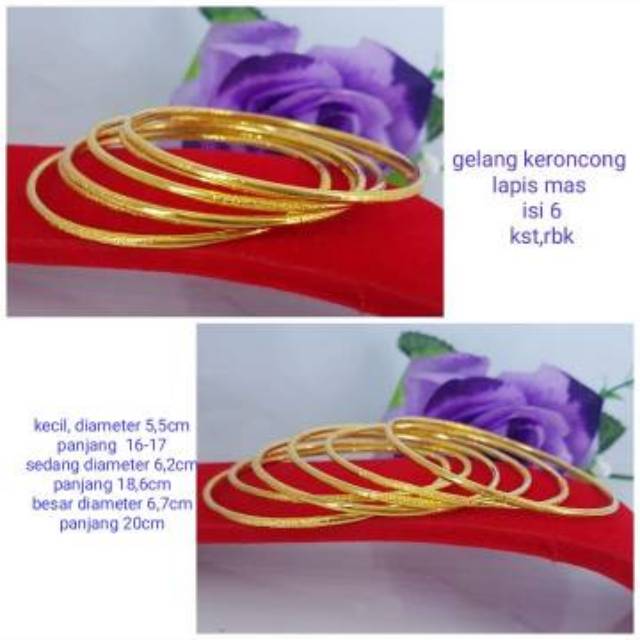 Gelang keroncong lapis emas ,harga perbiji,tipis