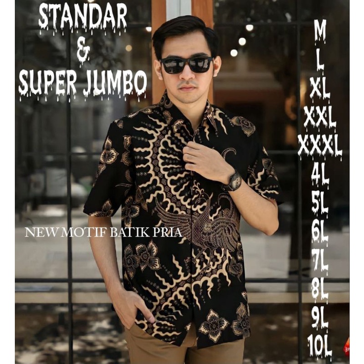 BAJU KEMEJA BATIK PRIA/BATIK PRIA/BATIK PRIA JUMBO/HEM BATIK PRIA JUMBO LENGAN PENDEK M L XL XXL XXXL 4L 5L 6L 7L 8L 9L 10L