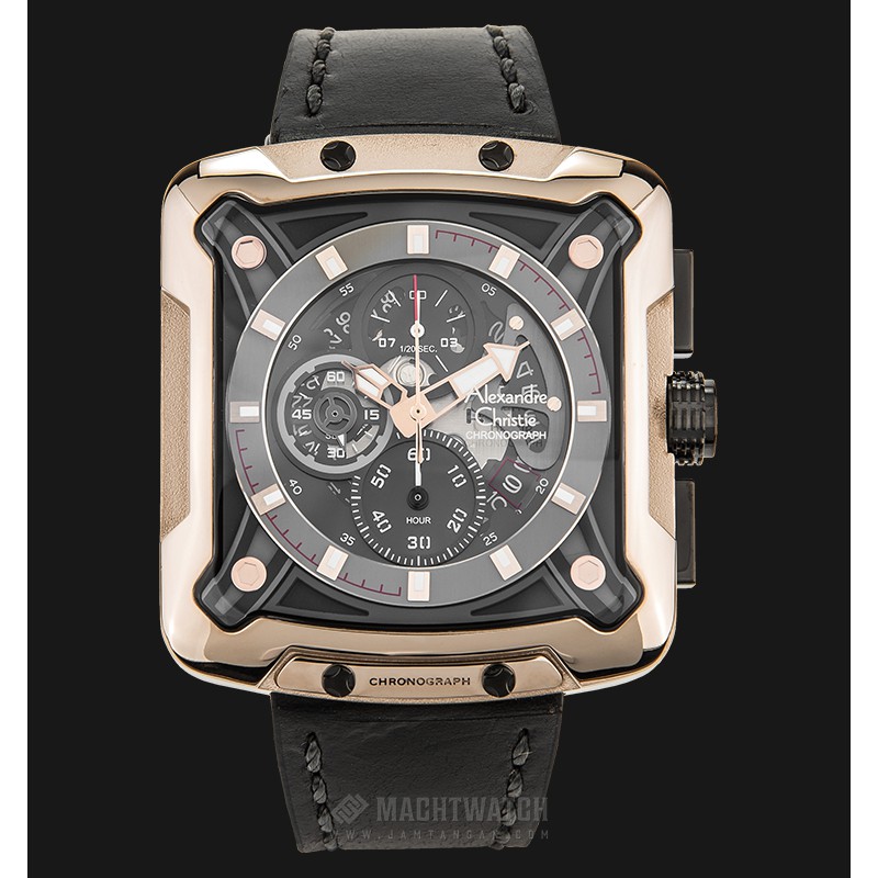 Alexandre Christie AC 3030 MC LCABA Men Chronograph Black Dial Leather Strap