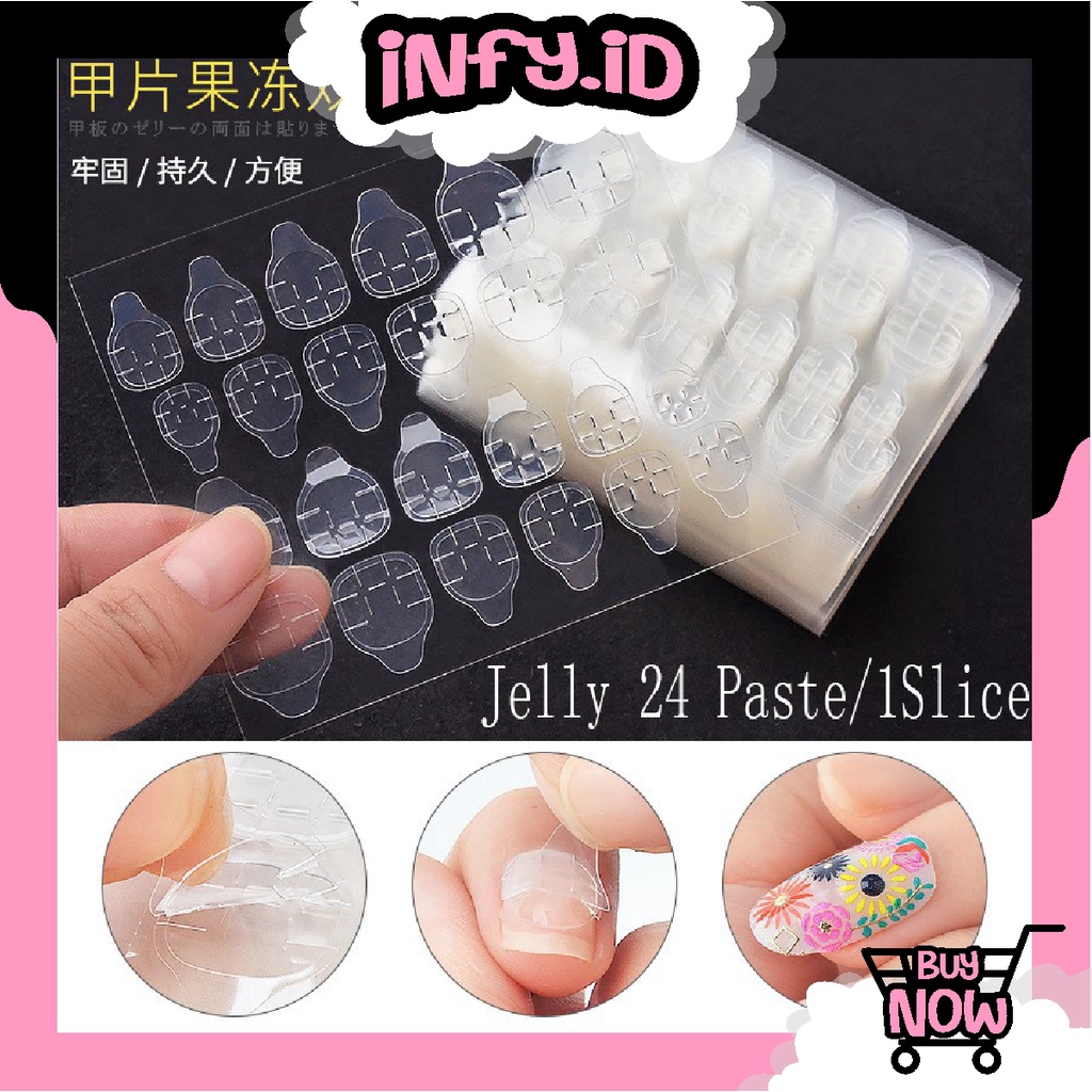 INFY - Lem Kuku Jelly 24Pcs Lem Kuku Palsu Gel Double Tape High Quality Stiker Kuku Nail Glue Jelly R498