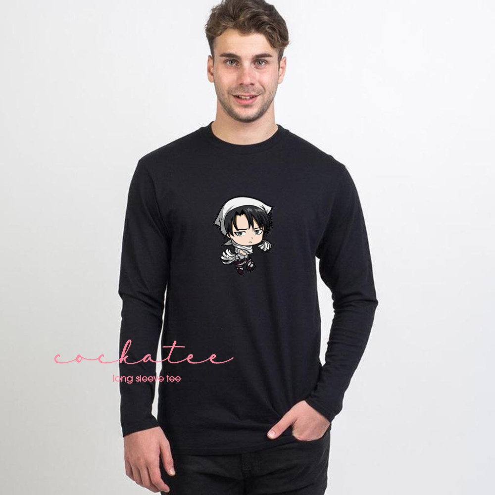 AOT Tee - Baju Kaos Levi AOT - Tshirt AOT Levi Ackermann - Kaos Polos Long Sleeve Tee Cockatee COC56